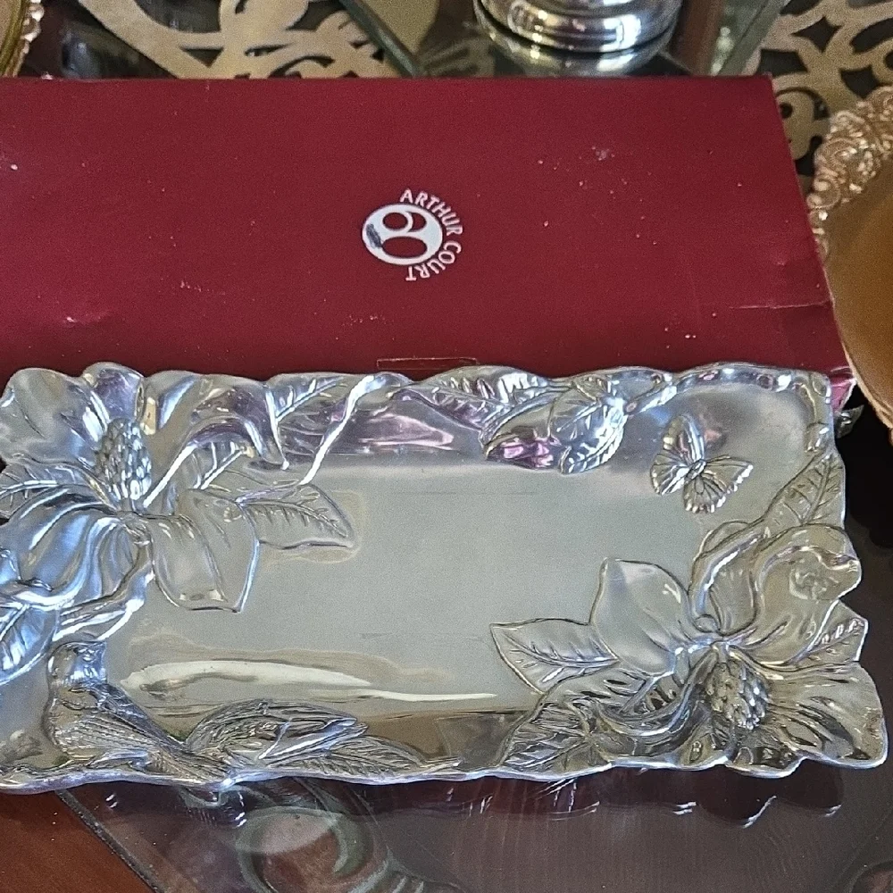 Arthur Court Vintage 2000 Magnolia Bird Butterfly Pewter 11